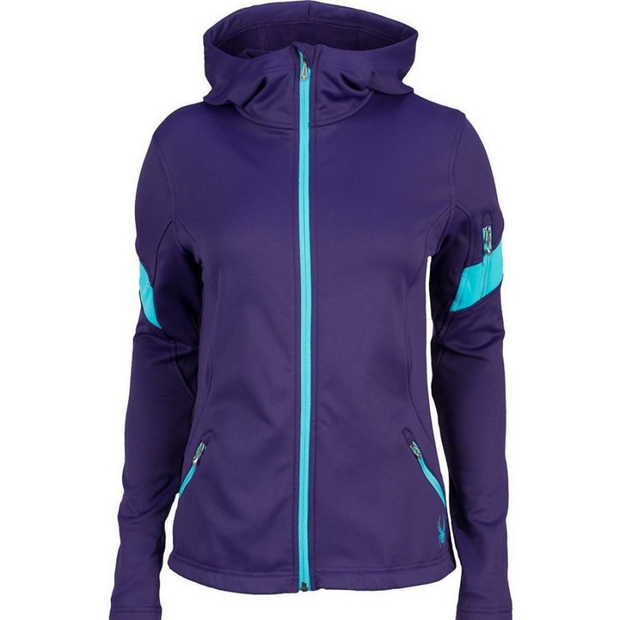 Clothing * | Fire Sale Spyder Popstretch Fleece Hoody Jacket Women'S Regal/Splash